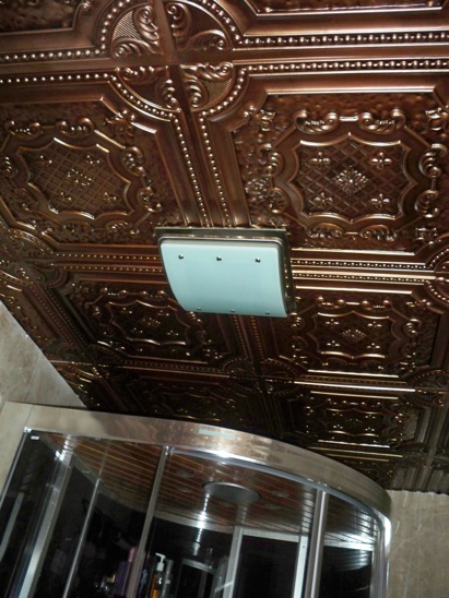 antique copper ceiling in a steam room.