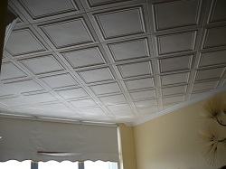 R 24 Styrofoam Ceiling Tile View of a ceiling with classic R24 ceiling tiles installed.