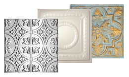 There are 3 ceiling tiles made of tin and aluminum
