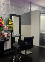 Creative Wall Treatment at Embelish Hair in Perth Western Australia Natalie Carson's creative mind has led to this out of the box wall treament with Styrofoam ceiling tiles.