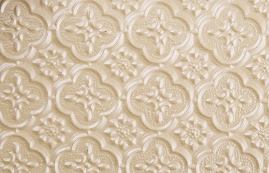 WC 20 Faux Tin Backsplash - Cream Pearl is made out of PVC and comes as a roll.  The image is taken of a piece of the product that is 6x4 inches.