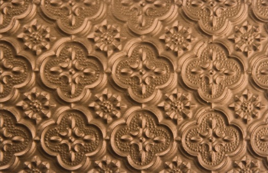 WC 20 Faux Tin Backsplash - Gold is made out of PVC and comes as a roll.  The image is taken of a piece of the product that is 6x4 inches.