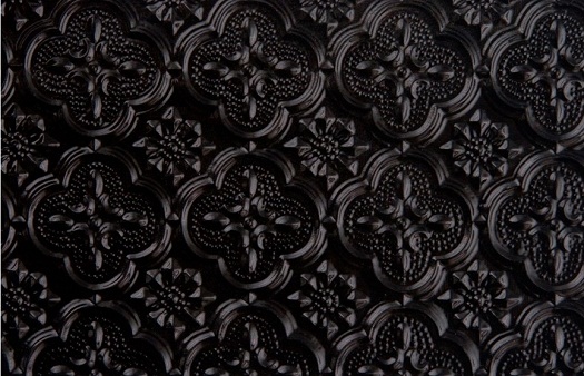 WC 20 Faux Tin Backsplash - High Gloss Black is made out of PVC and it comes as a roll. The image is taken only of a 6 inches wide and 4 inches high pieace of the product.