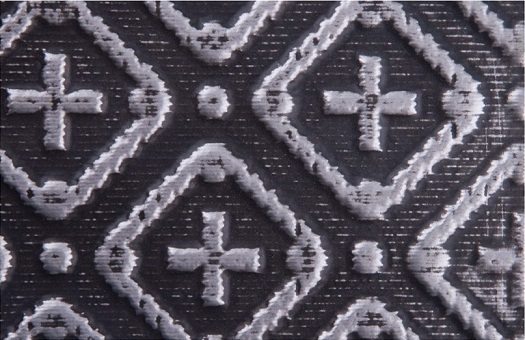 WC 70 Faux Tin Backsplash - Antique Silver is made out of PVC and has a 3D design. The image is take of a 6x4 piece of the product.