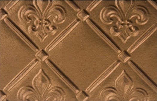 wc80-faux-tin-backspash, pattern fleur de lis in gold. Image represents 6x4 inches of the actual product.