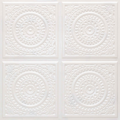Grandma's Doilies Quartet  Faux Tin Ceiling Tile Glue up 24 in x 24 in - #117