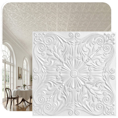 Spanish Silver 20 in x 20 in Styrofoam Ceiling Tile Pack - #R139