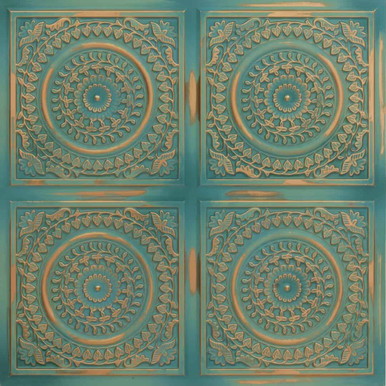 Grandma's Doilies Quartet  Faux Tin Ceiling Tile Glue up 24 in x 24 in - #117
