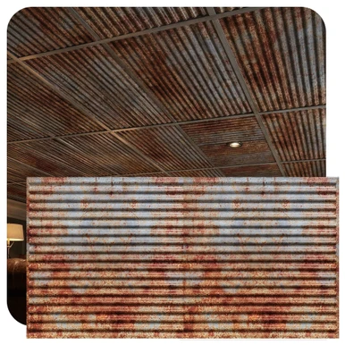 Ridged Metal - Corrugated Faux Tin Ceiling Tile  #261 - (Pack of 25) / 100 - 200 sqft