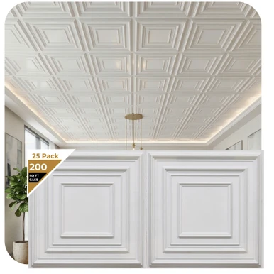 Schoolhouse - Faux Tin Ceiling Tile - #222 - (Pack of 25) / 100 - 200 sqft