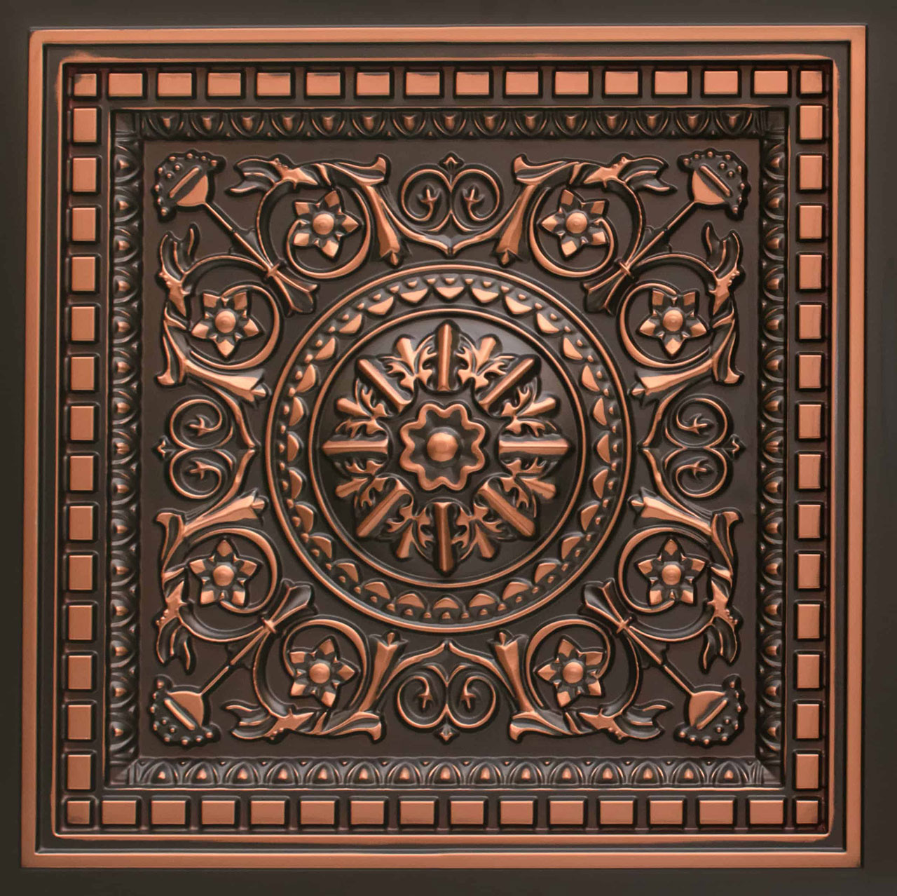Da Vinci - Faux Tin - Coffered Ceiling Tile - Drop in - 24 in x 24 in - #215
