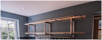 Shelves with Copper Pipes