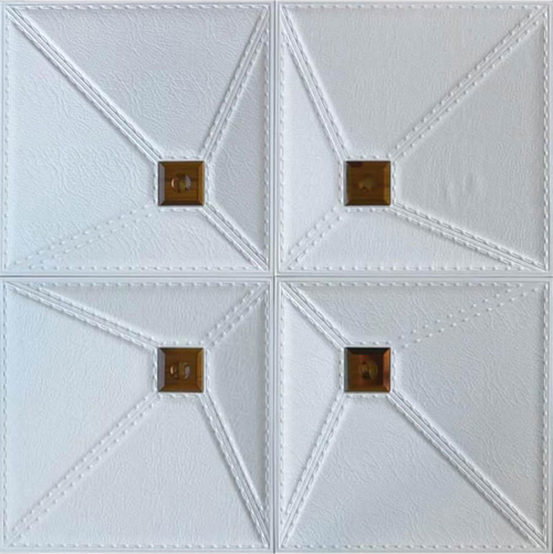 Faux Leather Tile - #DCT LRT86 - White & Cognac Mirror