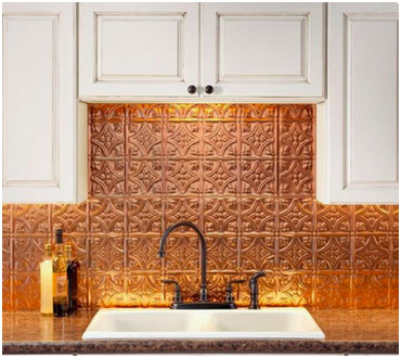 Copper Tin Tile Backsplash