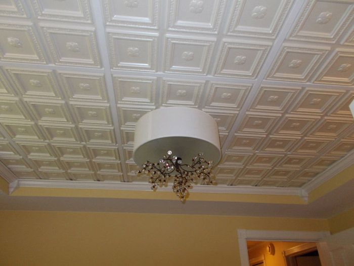 Dogwood - Faux Tin Ceiling Tile - Glue up - 24x24 - #239 - White Matte