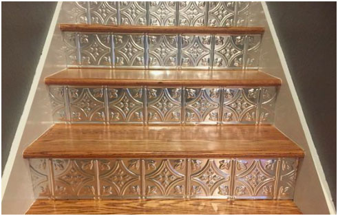 How to Install Faux Tin Ceiling Tiles on Stairs Image