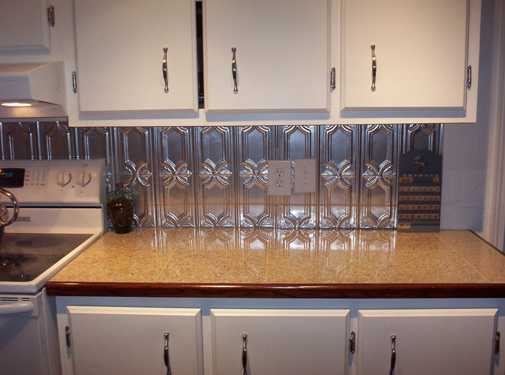 Install L And Stick Tin Backsplash