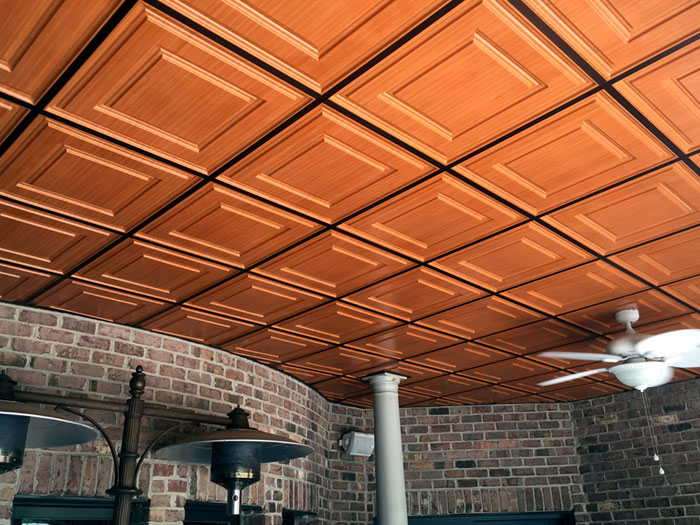 Consider Installing Pvc Ceiling Tiles, Faux Wood Ceiling Panels Waterproof