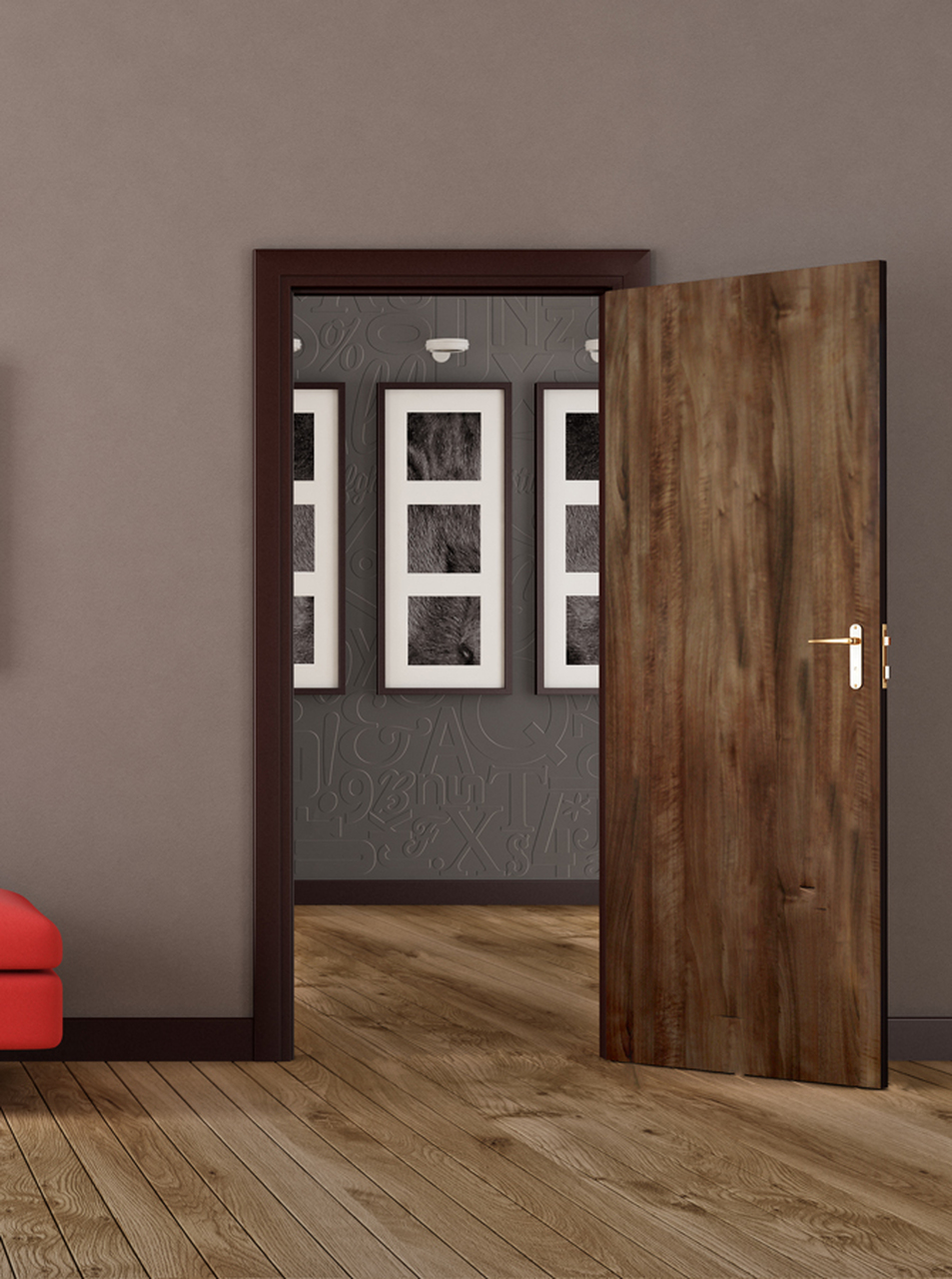 Medium Walnut – Door Skin – MirroFlex Installed