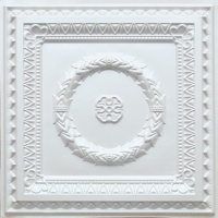 Decorative ceiling tile Laurel Wreath in white pearl finish.