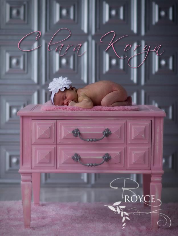 baby girl on a pink table by royce chenore and with our photography backdrop