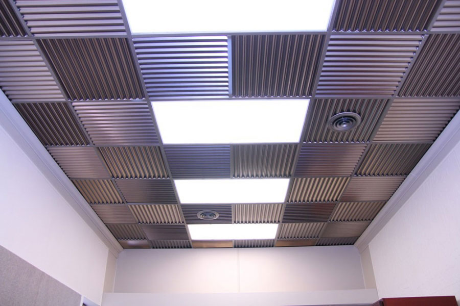 Corrugated Mirroflex Ceiling tile -Brushed nickel
