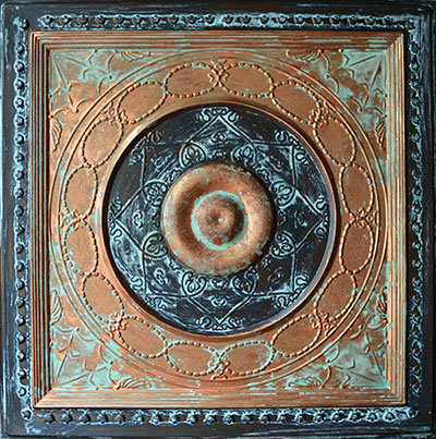 Downtown II Fad Faux patina Finish - Hand painted Ceiling tile
