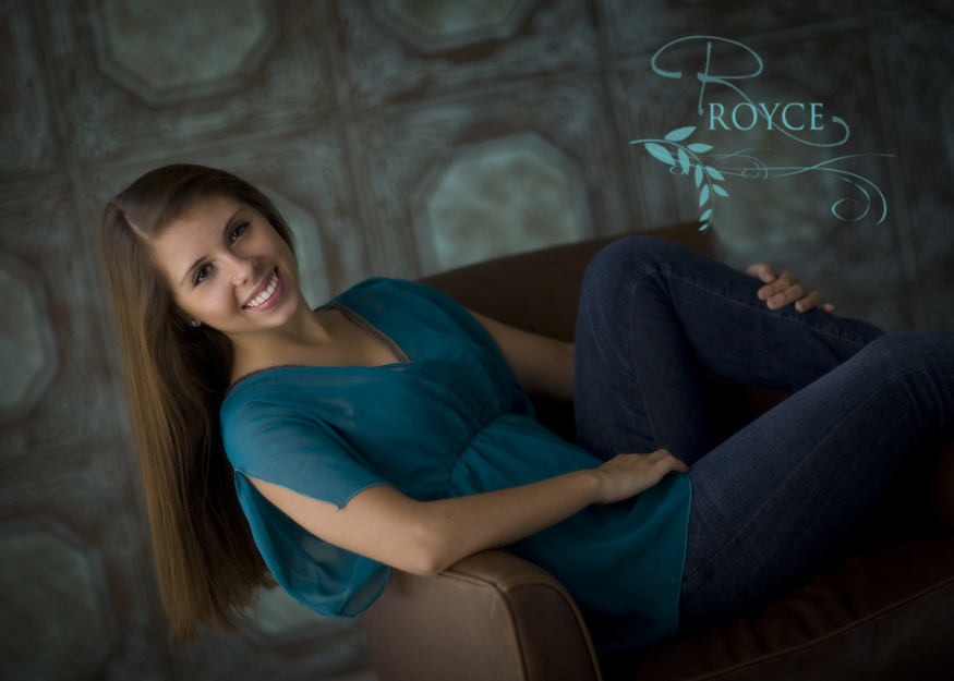 Hand painted Styrofoam Ceiling Tiles used as a backdrop in the portrait of this beautiful senior.