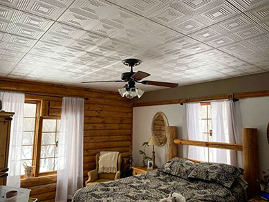Bedroom with Styrofoam Ceiling Tile R11