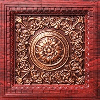 Beautiful coffered rosewood ceiling tile with antique copper insert.